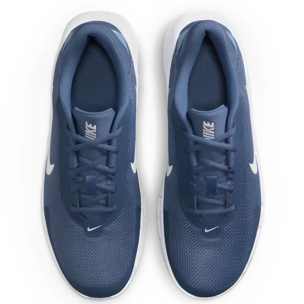 Tabela de numeração do Tênis Nike Flex Train Azul Masculino com detalhes do design.